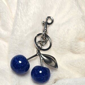 Sparkle Blue Cherries Keychain/Bag Charm NWOT